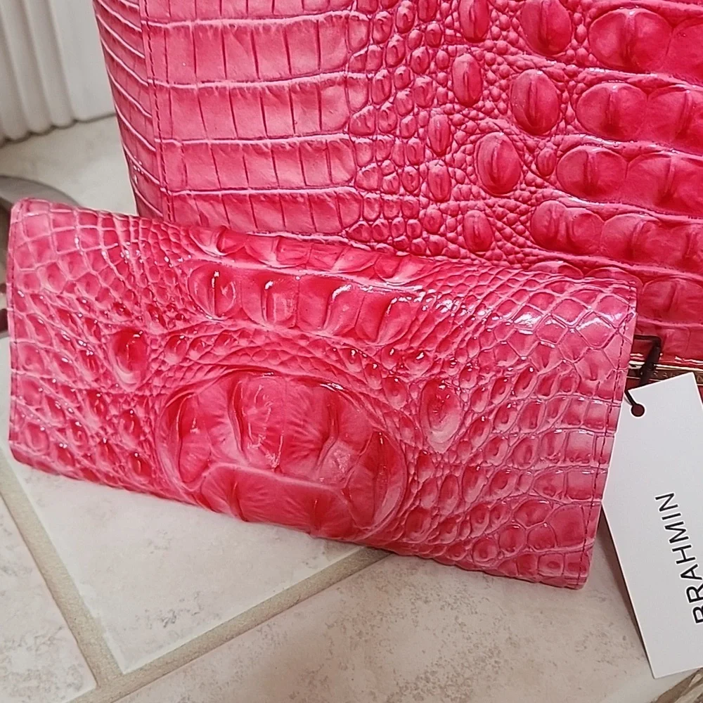 🛍🩷 BRAHMIN APRIL PINK COSMO TOTE & VERONICA WALLET 🩷🛍